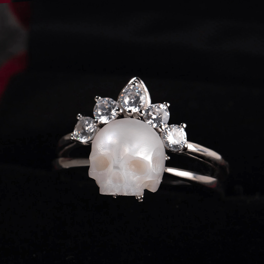 HiPearl Skull Crown 7mm Freshwater Pearl Stacking Rings