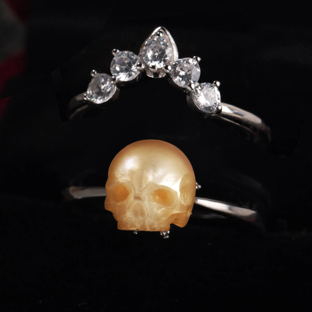 HiPearl Skull Crown 7mm Freshwater Pearl Stacking Rings