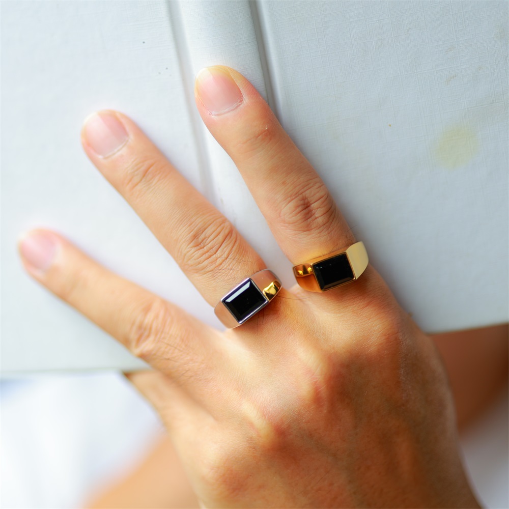 black stone ring