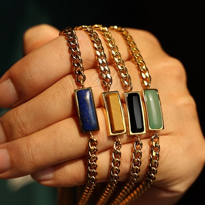 Square Gemstone Necklace