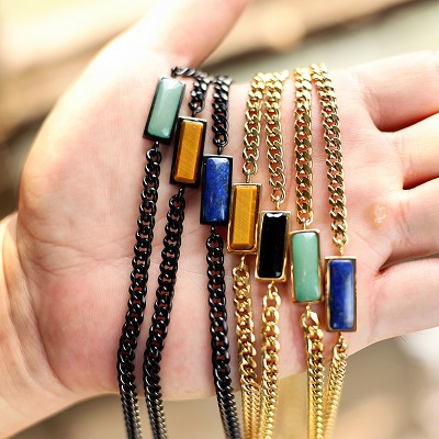 Square Gemstone Necklace
