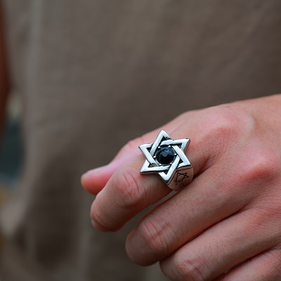 Star black zircon ring