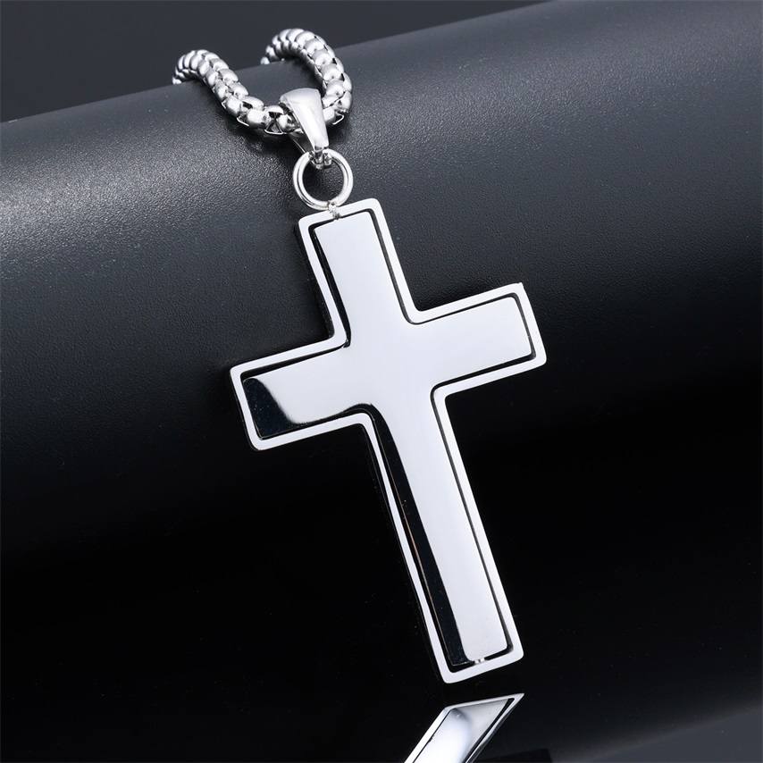 Rotating American Flag Cross Pendant Necklace