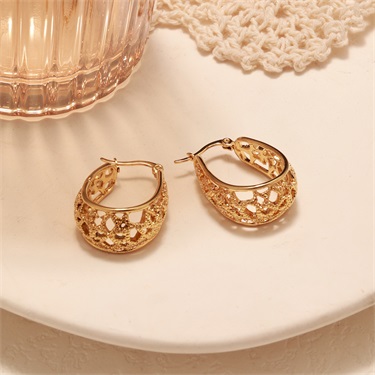 18k Gold Plated Stainless Steel Hoop Earrings Holl