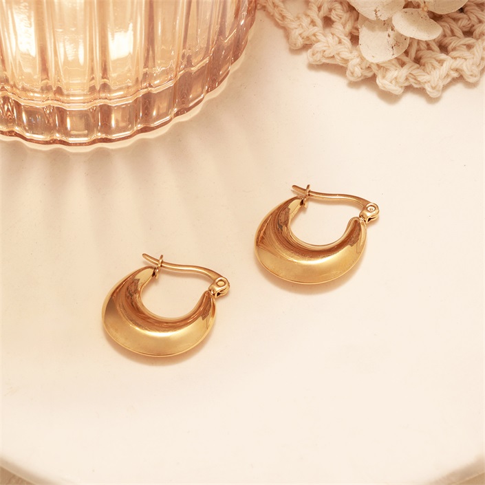 Classic Vintage Round Crescent Stainless Steel Hoo