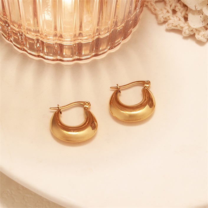 Classic Vintage Round Crescent Stainless Steel Hoo