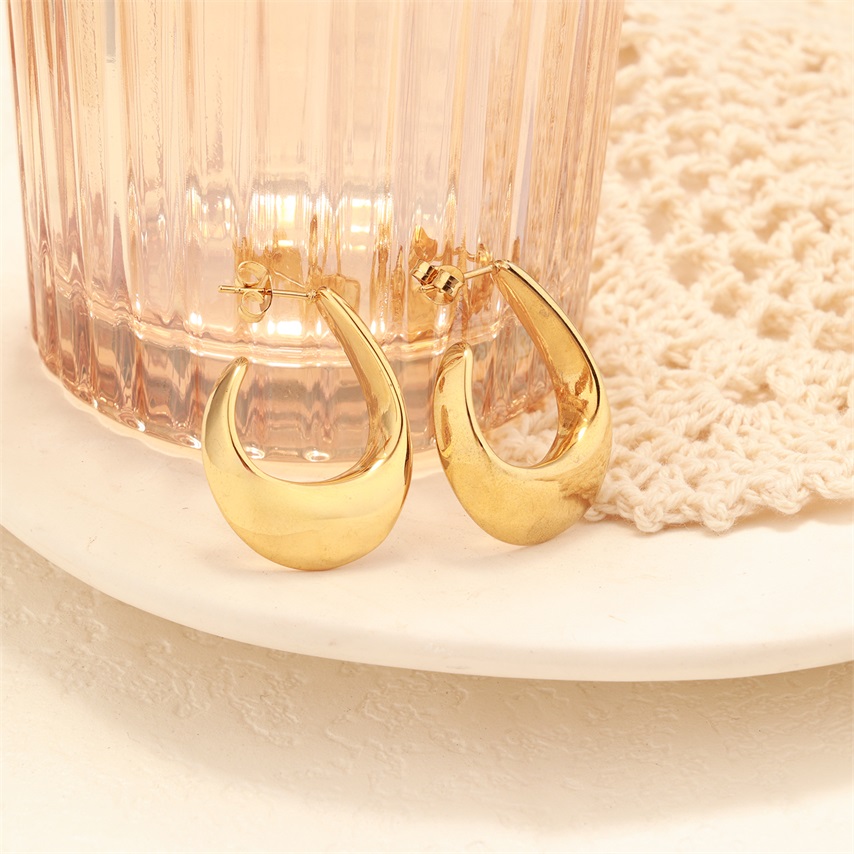 U Shape 18k Gold Plated Stainless Steel Earrings