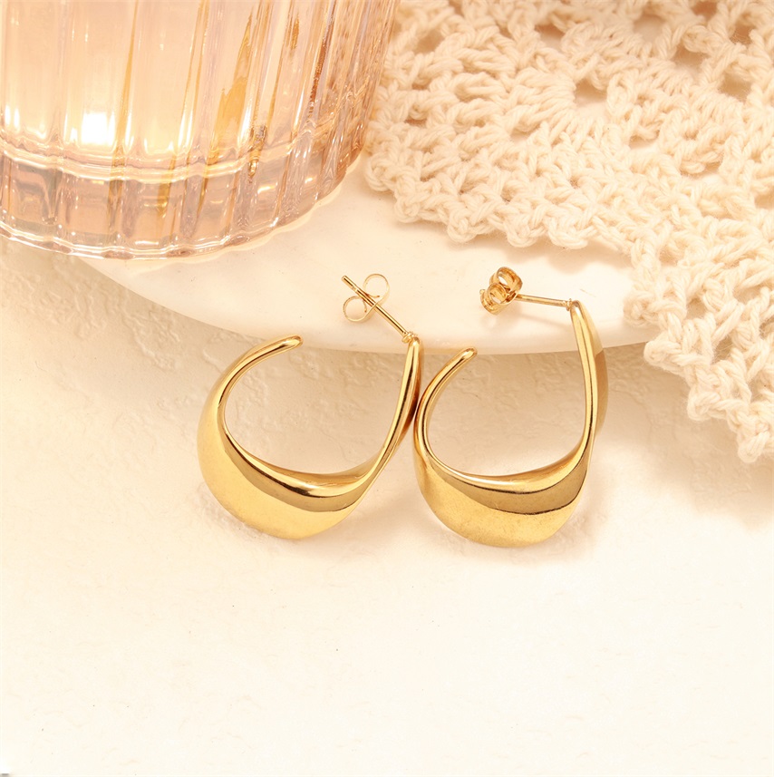 U Shape 18k Gold Plated Stainless Steel Earrings 2025