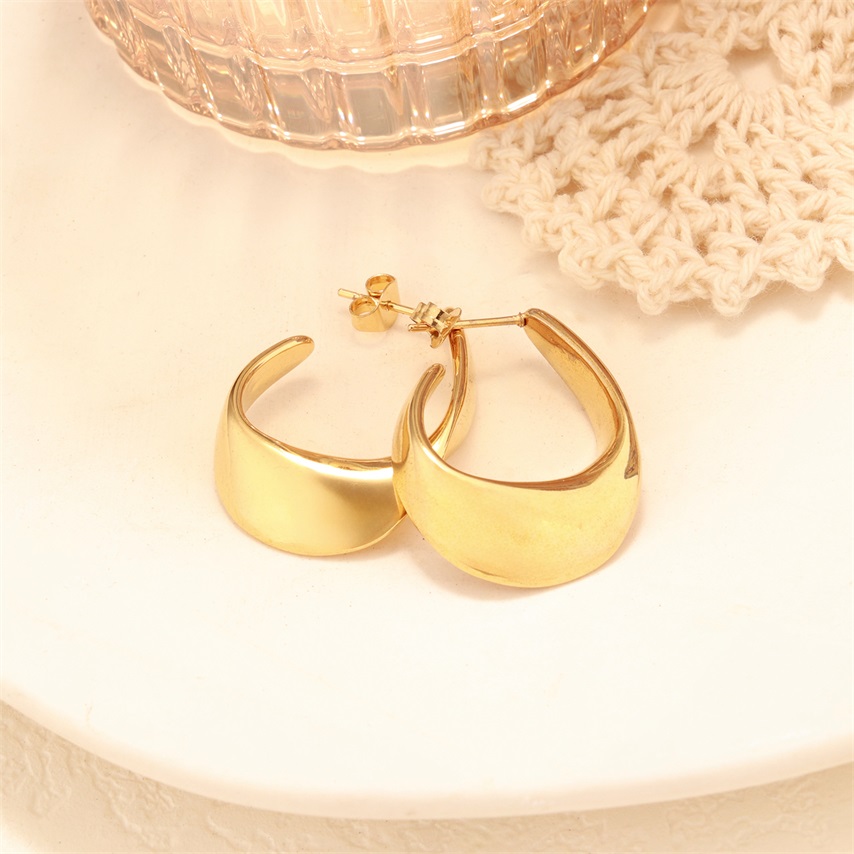U Shape 18k Gold Plated Stainless Steel Earrings 2025