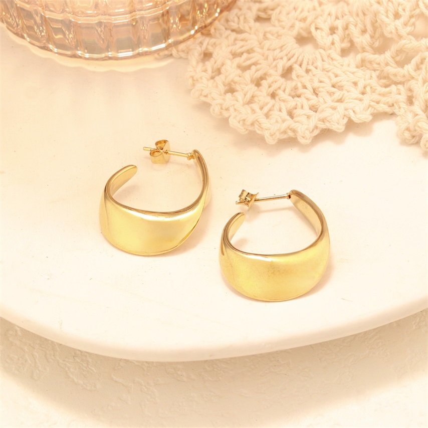 U Shape 18k Gold Plated Stainless Steel Earrings