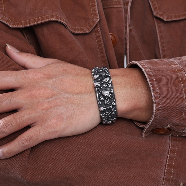 Bold Heavy Skull Cuff Bangle AB0605